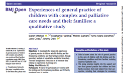 Experiences of general practice of children with complex and palliative care needs and their families: a qualitative study